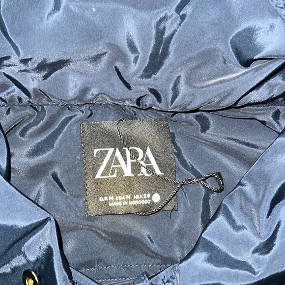 Zara limited edition hooded poncho coat size medium navy blue - Picture 7 of 9